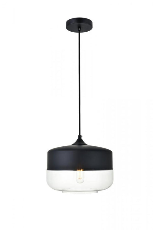 Elegant Lighting Ashwell 1 Light Black Pendant With Clear Glass in Black and Clear Finish Model: LD2243BK