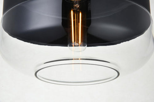 Elegant Lighting Ashwell 1 Light Black Pendant With Clear Glass in Black and Clear Finish Model: LD2243BK