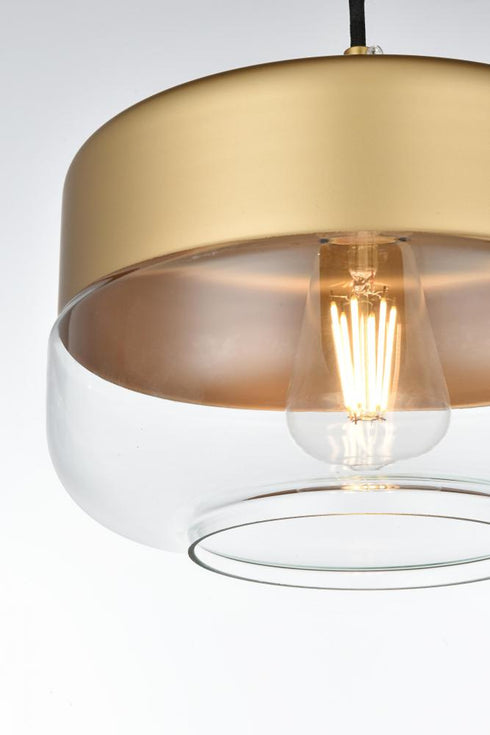 Elegant Lighting Ashwell 10 inch Pendant Clear Shade in Satin Gold in Satin Gold and Clear Finish Model: LD2243SG