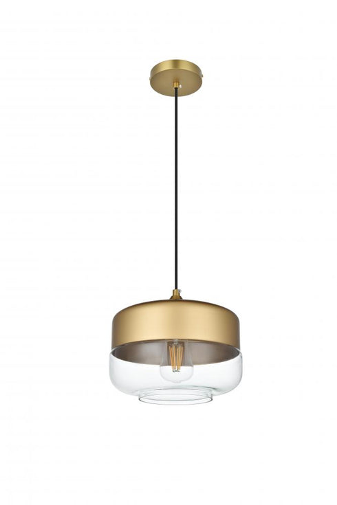 Elegant Lighting Ashwell 10 inch Pendant Clear Shade in Satin Gold in Satin Gold and Clear Finish Model: LD2243SG