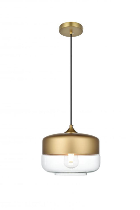 Elegant Lighting Ashwell 10 inch Pendant Clear Shade in Satin Gold in Satin Gold and Clear Finish Model: LD2243SG