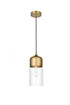 Elegant Lighting Ashwell 5 inch Pendant Clear Shade in Satin Gold in Satin Gold and Clear Finish Model: LD2240SG
