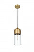 Elegant Lighting Ashwell 5 inch Pendant Clear Shade in Satin Gold in Satin Gold and Clear Finish Model: LD2240SG