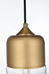 Elegant Lighting Ashwell 5 inch Pendant Clear Shade in Satin Gold in Satin Gold and Clear Finish Model: LD2240SG