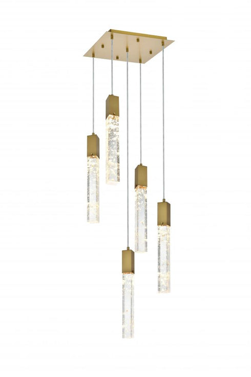 Elegant Lighting Aurora 16 inch Pendant in Satin Gold in Satin Gold and Clear Finish Model: 2088D16SG