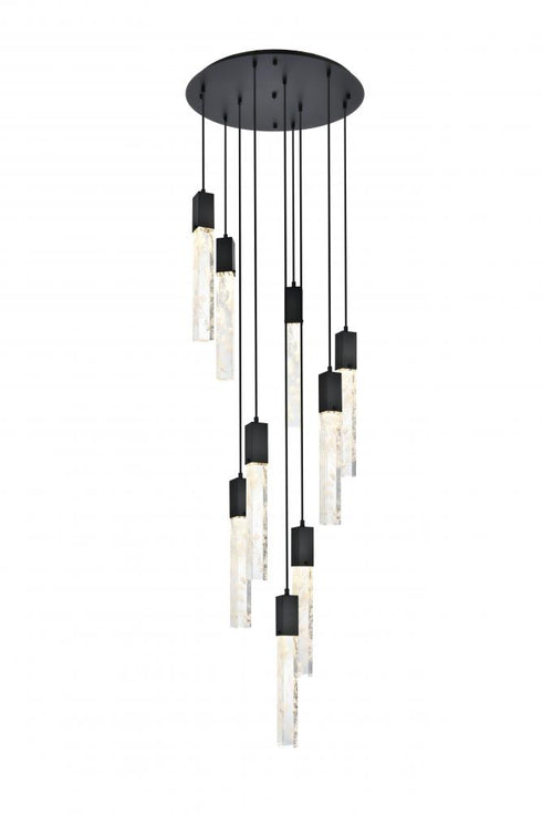 Elegant Lighting Aurora 24 inch Chandelier in Black in Black and Clear Finish Model: 2089D24BK