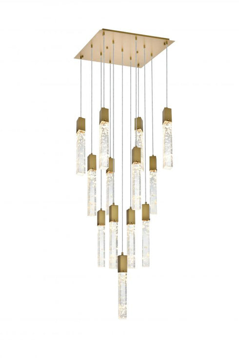 Elegant Lighting Aurora 26 inch Pendant in Satin Gold in Satin Gold and Clear Finish Model: 2088G26SG