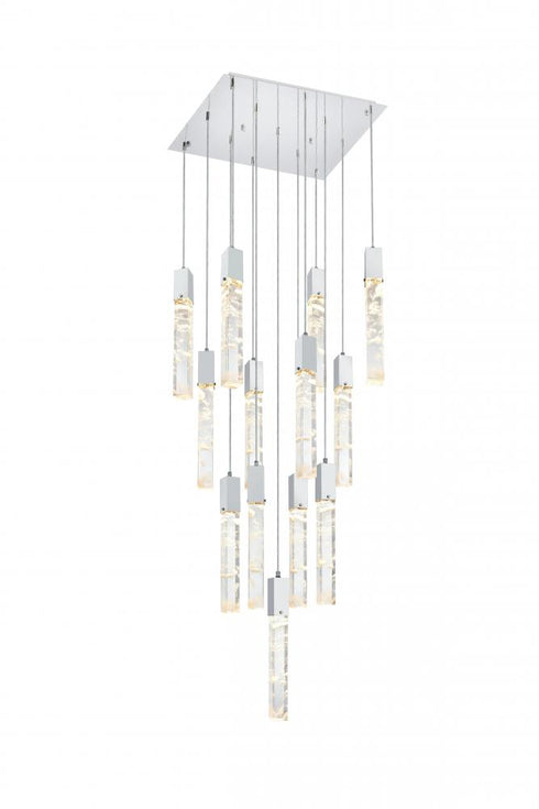 Elegant Lighting Aurora 26 inch Pendant in Satin Gold in Satin Gold and Clear Finish Model: 2088G26SG
