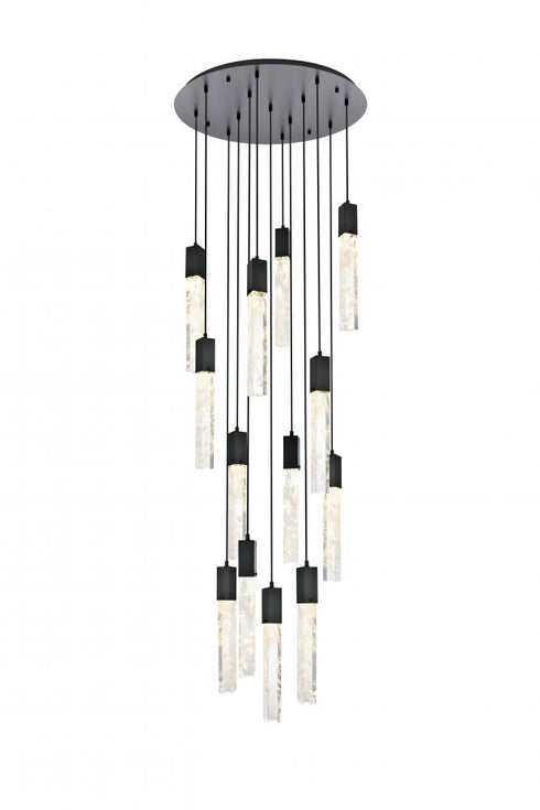 Elegant Lighting Aurora 30 inch Chandelier in Black in Black and Clear Finish Model: 2089G30BK
