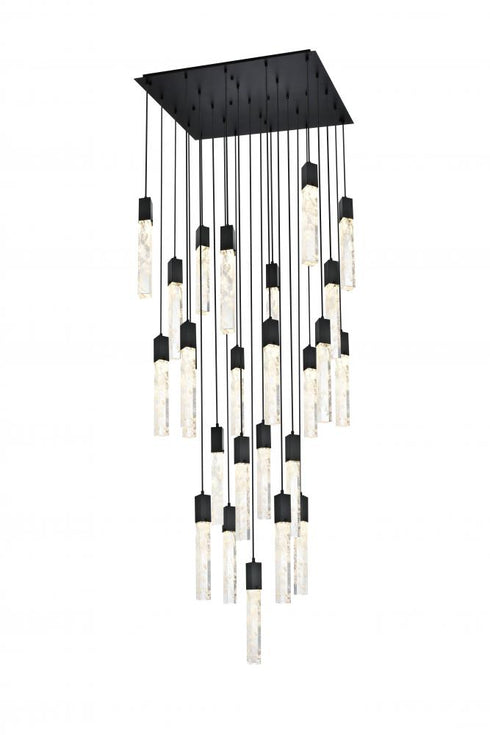 Elegant Lighting Aurora 30 inch Pendant in Black in Black and Clear Finish Model: 2088G30BK
