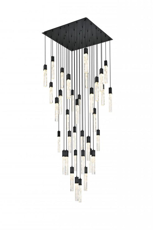 Elegant Lighting Aurora 42 inch Chandelier in Black in Black and Clear Finish Model: 2088G42BK