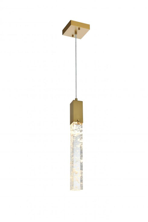 Elegant Lighting Aurora 5 inch Pendant in Satin Gold in Satin Gold and Clear Finish Model: 2088D5SG
