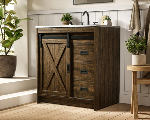 Elegant Lighting Austin Vanity Cabinet 1Dr 2Dw 30 Inch x34 Inch x22 Inch in Expresso Model: VF90530EX