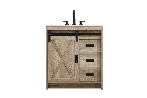 Elegant Lighting Austin Vanity Cabinet 1Dr 2Dw 30 Inch x34 Inch x22 Inch in Natural Oak Model: VF90530NT