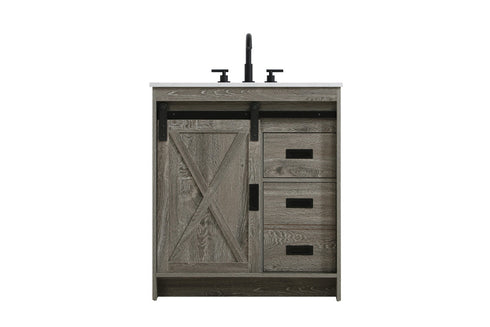Elegant Lighting Austin Vanity Cabinet 1Dr 2Dw 30 Inch x34 Inch x22 Inch in Rustic Grey Model: VF90530RG