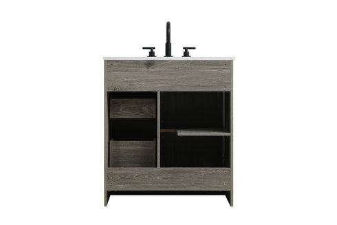 Elegant Lighting Austin Vanity Cabinet 1Dr 2Dw 30 Inch x34 Inch x22 Inch in Rustic Grey Model: VF90530RG