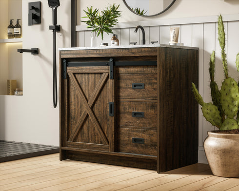 Elegant Lighting Austin Vanity Cabinet 1Dr 2Dw 36 Inch x34 Inch x22 Inch in Expresso Model: VF90536EX