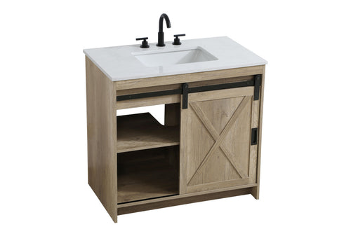 Elegant Lighting Austin Vanity Cabinet 1Dr 2Dw 36 Inch x34 Inch x22 Inch in Natural Oak Model: VF90536NT