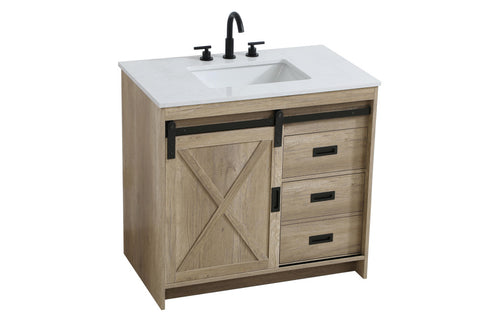 Elegant Lighting Austin Vanity Cabinet 1Dr 2Dw 36 Inch x34 Inch x22 Inch in Natural Oak Model: VF90536NT