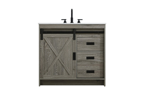 Elegant Lighting Austin Vanity Cabinet 1Dr 2Dw 36 Inch x34 Inch x22 Inch in Rustic Grey Model: VF90536RG