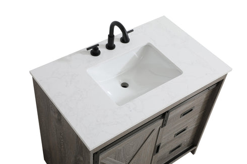 Elegant Lighting Austin Vanity Cabinet 1Dr 2Dw 36 Inch x34 Inch x22 Inch in Rustic Grey Model: VF90536RG