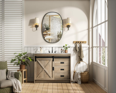Elegant Lighting Austin Vanity Cabinet 1Dr 2Dw 42 Inch x34 Inch x22 Inch in Natural Oak Model: VF90542NT