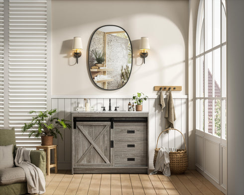 Elegant Lighting Austin Vanity Cabinet 1Dr 2Dw 42 Inch x34 Inch x22 Inch in Rustic Grey Model: VF90542RG
