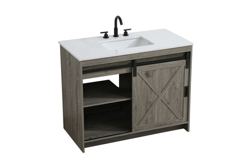 Elegant Lighting Austin Vanity Cabinet 1Dr 2Dw 42 Inch x34 Inch x22 Inch in Rustic Grey Model: VF90542RG