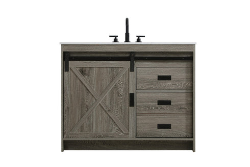 Elegant Lighting Austin Vanity Cabinet 1Dr 2Dw 42 Inch x34 Inch x22 Inch in Rustic Grey Model: VF90542RG