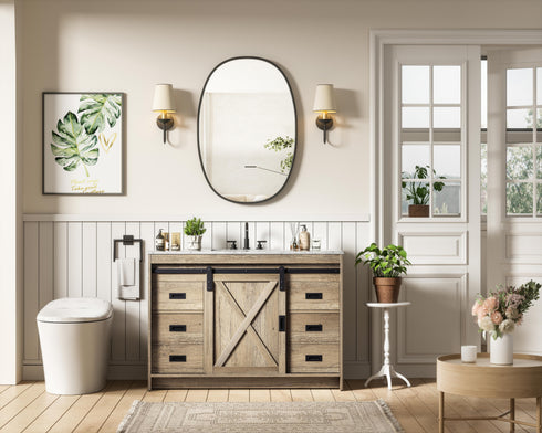 Elegant Lighting Austin Vanity Cabinet 1Dr 4Dw 48 Inch x34 Inch x22 Inch in Natural Oak Model: VF90548NT