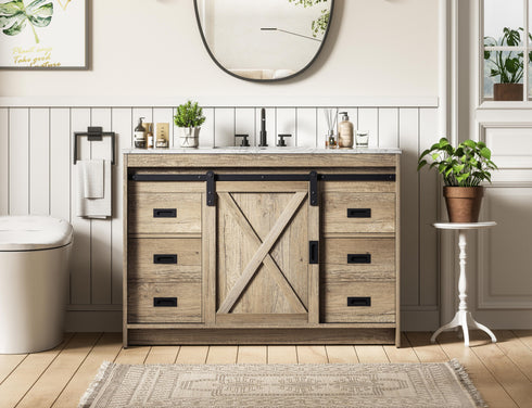 Elegant Lighting Austin Vanity Cabinet 1Dr 4Dw 48 Inch x34 Inch x22 Inch in Natural Oak Model: VF90548NT