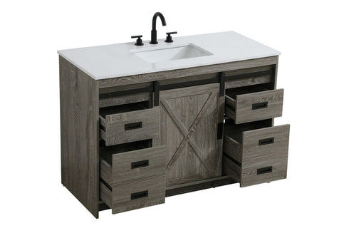 Elegant Lighting Austin Vanity Cabinet 1Dr 4Dw 48 Inch x34 Inch x22 Inch in Rustic Grey Model: VF90548RG