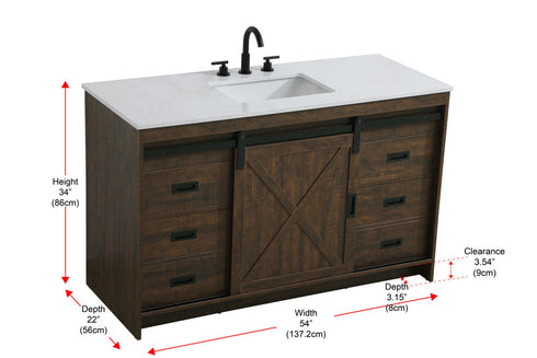 Elegant Lighting Austin Vanity Cabinet 1Dr 4Dw 54 Inch x34 Inch x22 Inch in Expresso Model: VF90554EX