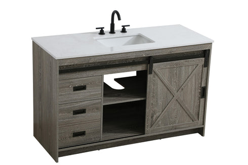 Elegant Lighting Austin Vanity Cabinet 1Dr 4Dw 54 Inch x34 Inch x22 Inch in Rustic Grey Model: VF90554RG