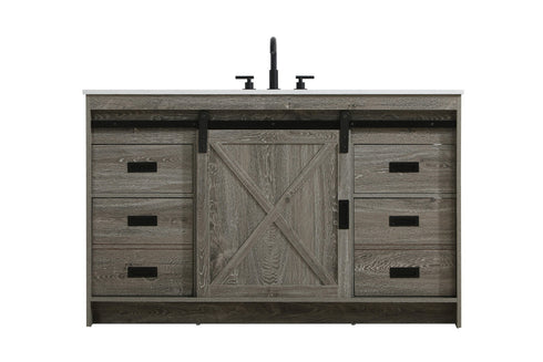 Elegant Lighting Austin Vanity Cabinet 1Dr 4Dw 54 Inch x34 Inch x22 Inch in Rustic Grey Model: VF90554RG