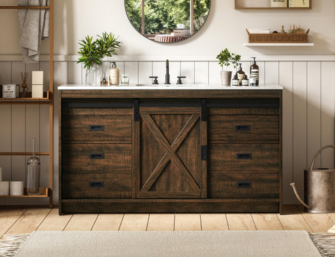 Elegant Lighting Austin Vanity Cabinet 1Dr 4Dw 60 Inch x34 Inch x22 Inch in Expresso Model: VF90560EX
