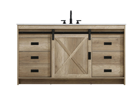 Elegant Lighting Austin Vanity Cabinet 1Dr 4Dw 60 Inch x34 Inch x22 Inch in Natural Oak Model: VF90560NT