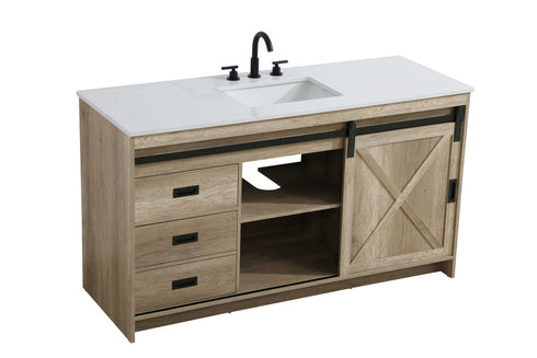 Elegant Lighting Austin Vanity Cabinet 1Dr 4Dw 60 Inch x34 Inch x22 Inch in Natural Oak Model: VF90560NT