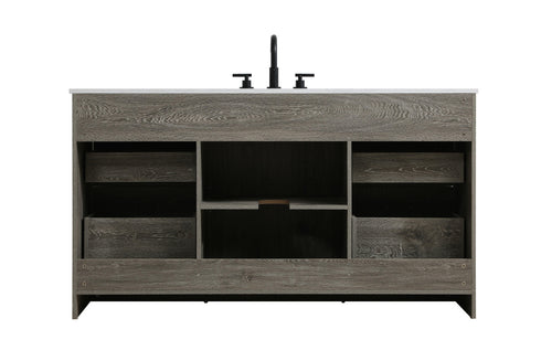 Elegant Lighting Austin Vanity Cabinet 1Dr 4Dw 60 Inch x34 Inch x22 Inch in Rustic Grey Model: VF90560RG