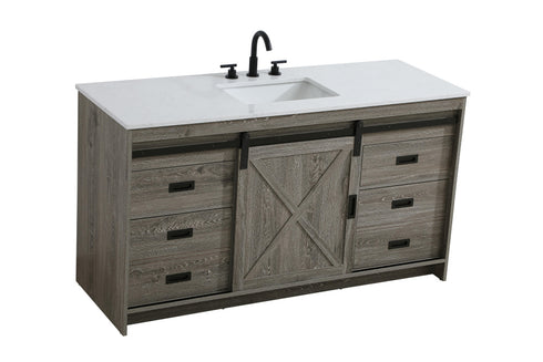 Elegant Lighting Austin Vanity Cabinet 1Dr 4Dw 60 Inch x34 Inch x22 Inch in Rustic Grey Model: VF90560RG