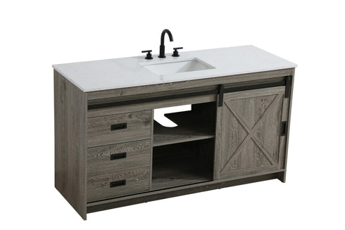 Elegant Lighting Austin Vanity Cabinet 1Dr 4Dw 60 Inch x34 Inch x22 Inch in Rustic Grey Model: VF90560RG