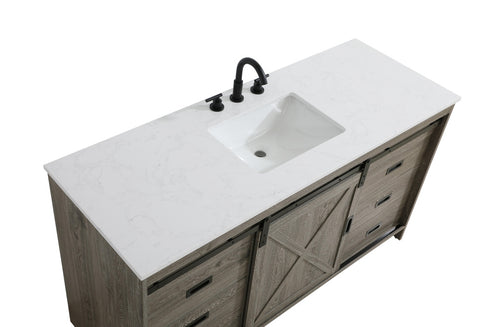 Elegant Lighting Austin Vanity Cabinet 1Dr 4Dw 60 Inch x34 Inch x22 Inch in Rustic Grey Model: VF90560RG