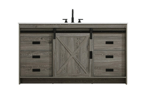 Elegant Lighting Austin Vanity Cabinet 1Dr 4Dw 60 Inch x34 Inch x22 Inch in Rustic Grey Model: VF90560RG