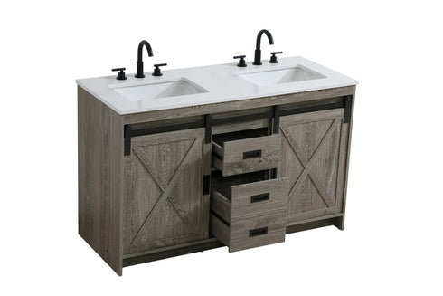 Elegant Lighting Austin Vanity Cabinet 2Dr 2Dw 54 Inch x34 Inch x22 Inch in Rustic Grey Model: VF90554DRG