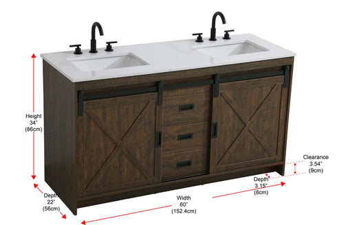 Elegant Lighting Austin Vanity Cabinet 2Dr 2Dw 60 Inch x34 Inch x22 Inch in Expresso Model: VF90560DEX