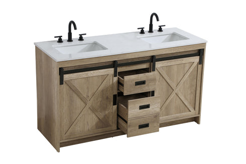 Elegant Lighting Austin Vanity Cabinet 2Dr 2Dw 60 Inch x34 Inch x22 Inch in Natural Oak Model: VF90560DNT