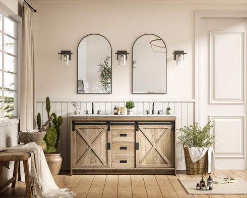 Elegant Lighting Austin Vanity Cabinet 2Dr 2Dw 60 Inch x34 Inch x22 Inch in Natural Oak Model: VF90560DNT