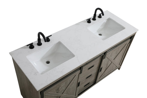 Elegant Lighting Austin Vanity Cabinet 2Dr 2Dw 60 Inch x34 Inch x22 Inch in Rustic Grey Model: VF90560DRG