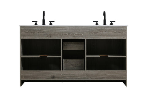 Elegant Lighting Austin Vanity Cabinet 2Dr 2Dw 60 Inch x34 Inch x22 Inch in Rustic Grey Model: VF90560DRG