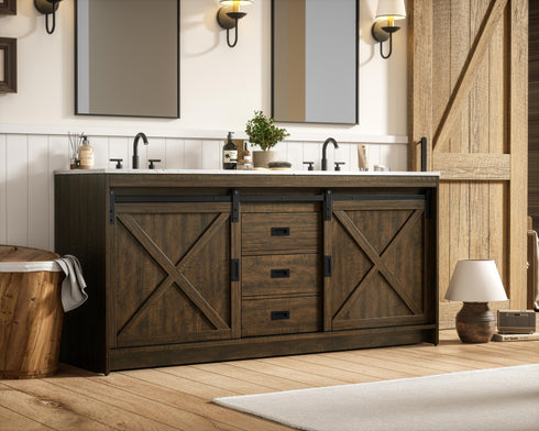 Elegant Lighting Austin Vanity Cabinet 2Dr 2Dw 72 Inch x34 Inch x22 Inch in Expresso Model: VF90572DEX